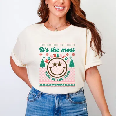 Simply Sage Market S. W.smiley The Most Wonderful Time Smiley - Women's Garment Dyed Graphic T-shirt In Multi