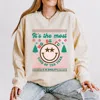 Simply Sage Market S. W.smiley The Most Wonderful Time Smiley - Women's Lightweight Garment Dyed Sweatshirt In Neutral