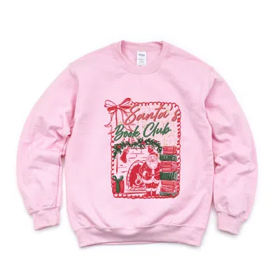 Simply Sage Market Santa's Book Club Coquette - Women's Graphic Sweatshirt In Pink