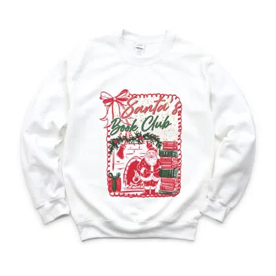 Simply Sage Market Santa's Book Club Coquette - Women's Graphic Sweatshirt In White