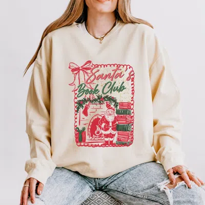 Simply Sage Market Santa's Book Club Coquette - Women's Lightweight Garment Dyed Sweatshirt In Multi