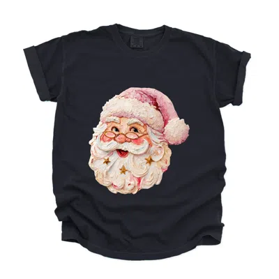 Simply Sage Market Santa Face Textured Paint - Women's Garment Dyed Graphic T-shirt In Black