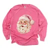 Simply Sage Market Santa Face Textured Paint - Women's Garment Dyed Long Sleeve Graphic T-shirt In Pink