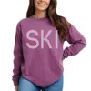 Simply Sage Market Ski Pastel - Women's Garment Dyed Long Sleeve Graphic T-shirt In Pink