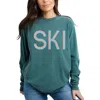 Simply Sage Market Ski Pastel - Women's Garment Dyed Long Sleeve Graphic T-shirt In Yellow