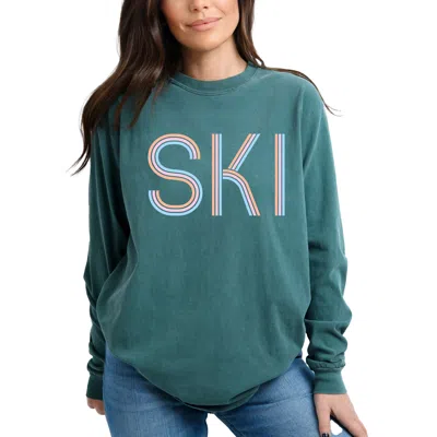 Simply Sage Market Ski Pastel - Women's Garment Dyed Long Sleeve Graphic T-shirt In Green