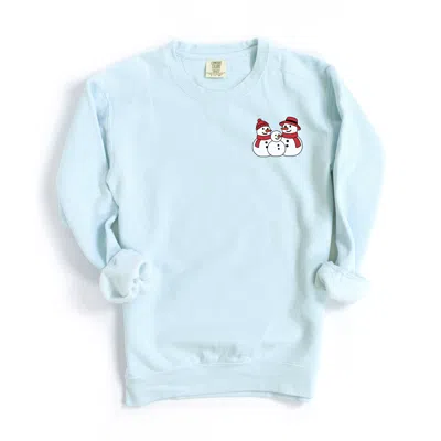 Simply Sage Market Snowman Family - Women's Garment Dyed Graphic Sweatshirt In Blue
