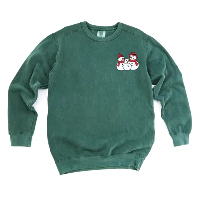 Simply Sage Market Snowman Family - Women's Garment Dyed Graphic Sweatshirt In Yellow