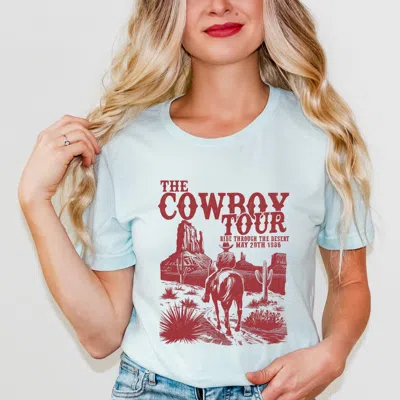 Simply Sage Market The Cowboy Tour Distressed - Women's Short Sleeve Graphic T-shirt In Blue