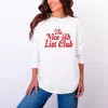 Simply Sage Market The Nice-ish List Club Distressed - Women's Garment Dyed Long Sleeve Graphic T-shirt In White