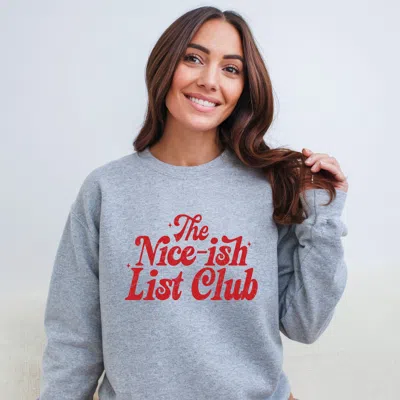 Simply Sage Market The Nice-ish List Club Distressed - Women's Graphic Sweatshirt In Pink