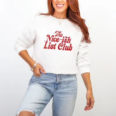 Simply Sage Market The Nice-ish List Club Distressed - Women's Graphic Sweatshirt In White