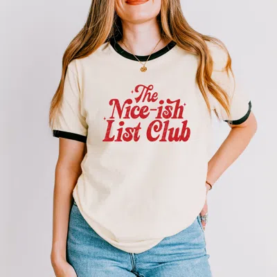 Simply Sage Market The Nice-ish List Club Distressed - Women's Ringer Graphic T-shirt In Black