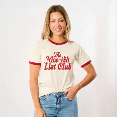 Simply Sage Market The Nice-ish List Club Distressed - Women's Ringer Graphic T-shirt In White