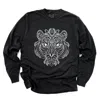 Simply Sage Market Tiger Face Mandala - Women's Garment Dyed Long Sleeve Graphic T-shirt In Black
