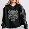 Simply Sage Market Tiger Face Mandala - Women's Lightweight Garment Dyed Sweatshirt In Black