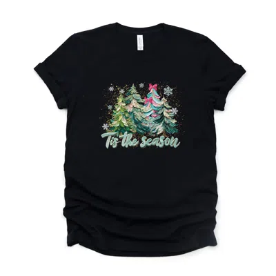 Simply Sage Market Tis The Season Painted Trees - Women's Short Sleeve Graphic T-shirt In Black