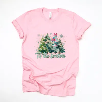 Simply Sage Market Tis The Season Painted Trees - Women's Short Sleeve Graphic T-shirt In Pink