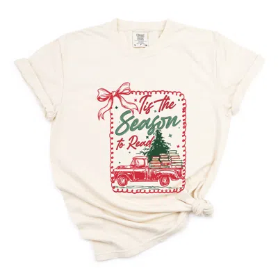Simply Sage Market Tis The Season To Read Red Truck - Women's Garment Dyed Graphic T-shirt In Multi
