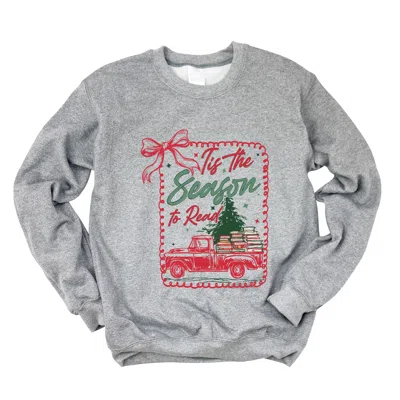 Simply Sage Market Tis The Season To Read Red Truck - Women's Graphic Sweatshirt In Pink