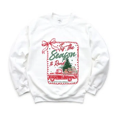 Simply Sage Market Tis The Season To Read Red Truck - Women's Graphic Sweatshirt In White