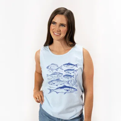 Simply Sage Market Vintage Fish - Women's Garment Dyed Graphic Tank Top In Blue