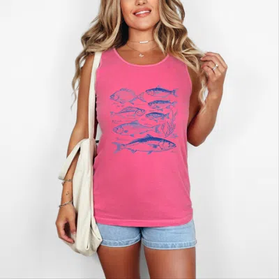 Simply Sage Market Vintage Fish - Women's Garment Dyed Graphic Tank Top In Pink