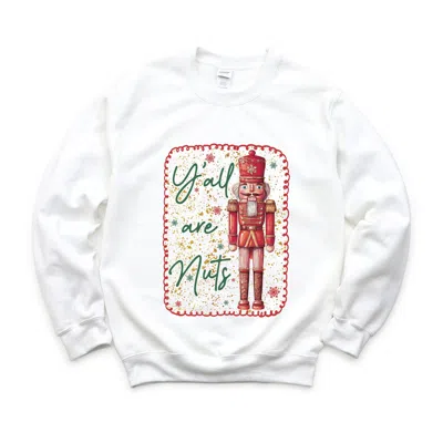 Simply Sage Market Y'all Are Nuts Nutcracker - Women's Graphic Sweatshirt In White