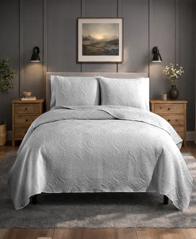 Simply Soft Heavily Stitched Solid 3-pc. Quilt Set, King In Gray