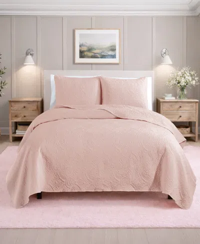 Simply Soft Heavily Stitched Solid 3-pc. Quilt Set, King In Pink