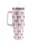 Simply Southern 30 oz Sequin Tumbler In Bow White In Multi