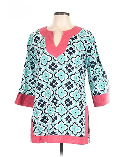 Pre-owned Simply Southern 3/4 Sleeve Blouse In Blue