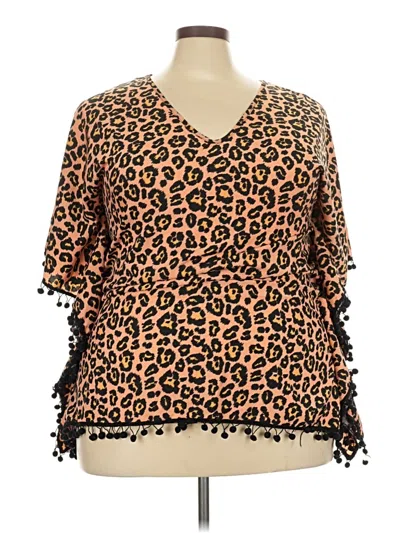 Pre-owned Simply Southern 3/4 Sleeve Blouse In Brown