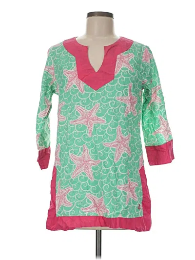 Pre-owned Simply Southern 3/4 Sleeve Blouse In Green