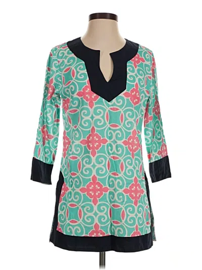 Pre-owned Simply Southern 3/4 Sleeve Blouse In Teal