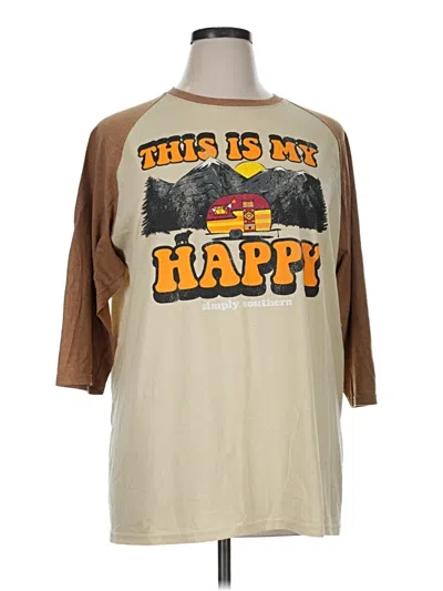 Pre-owned Simply Southern 3/4 Sleeve T-shirt In Tan