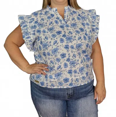 Simply Southern Abigail Floral Top In Blue Buds