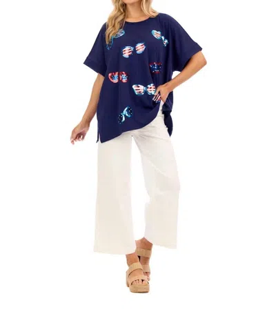 Simply Southern Americana Sparkle Top In Blue