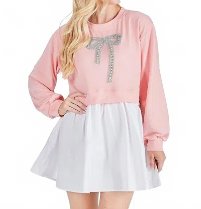 Simply Southern Bow Two Tone Mini Dress In Pink White