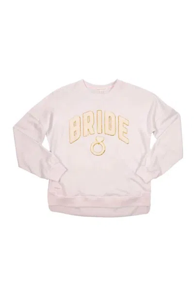 Simply Southern Bride Crewneck Top In White In Purple
