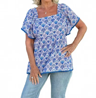 Simply Southern Coastal Square Neck Top In Blue