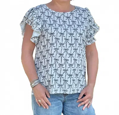 Simply Southern Coquette Couture Blouse In Black Bow In Multi