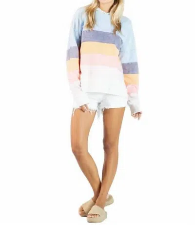 Simply Southern Crewneck Striped Hoodie In Pastels In Multi