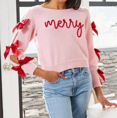 Simply Southern Eyva Merry Sweater In Pink