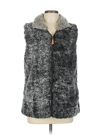Pre-owned Simply Southern Faux Fur Vest In Gray