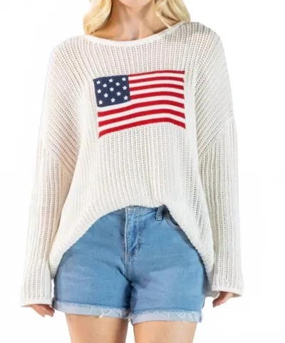 Simply Southern Flag Sweater In White