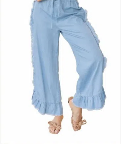 Simply Southern Flair Ruffle Pants In Blue