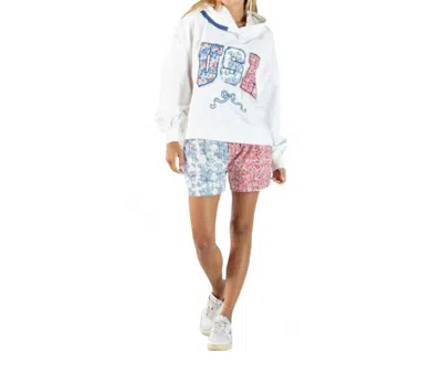 Simply Southern Floral Usa Hoodie In White Multi