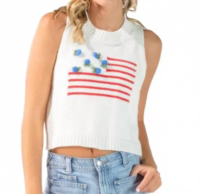 Simply Southern Flower Flag Tank Top In White In Multi