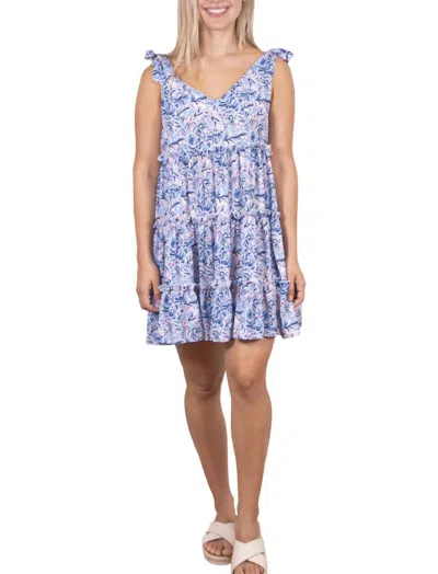 Simply Southern Gather Mini Dress In Abstract Leaf In Multi